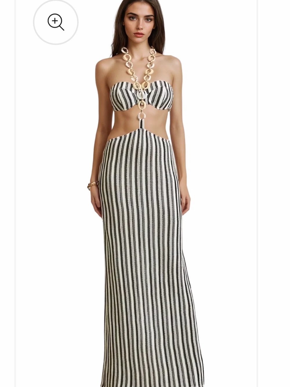Marseille Dress - Striped Black & White Cutout Maxi